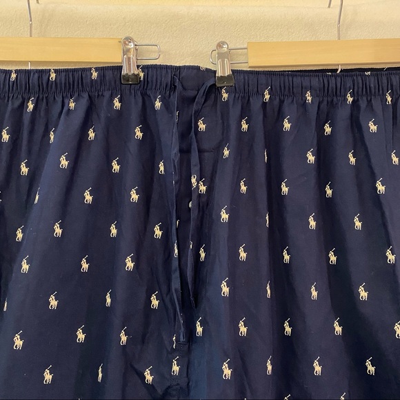NWT Polo Ralph Lauren 5XT TALL navy blue cream logo print cotton pajama pants - Picture 3 of 7